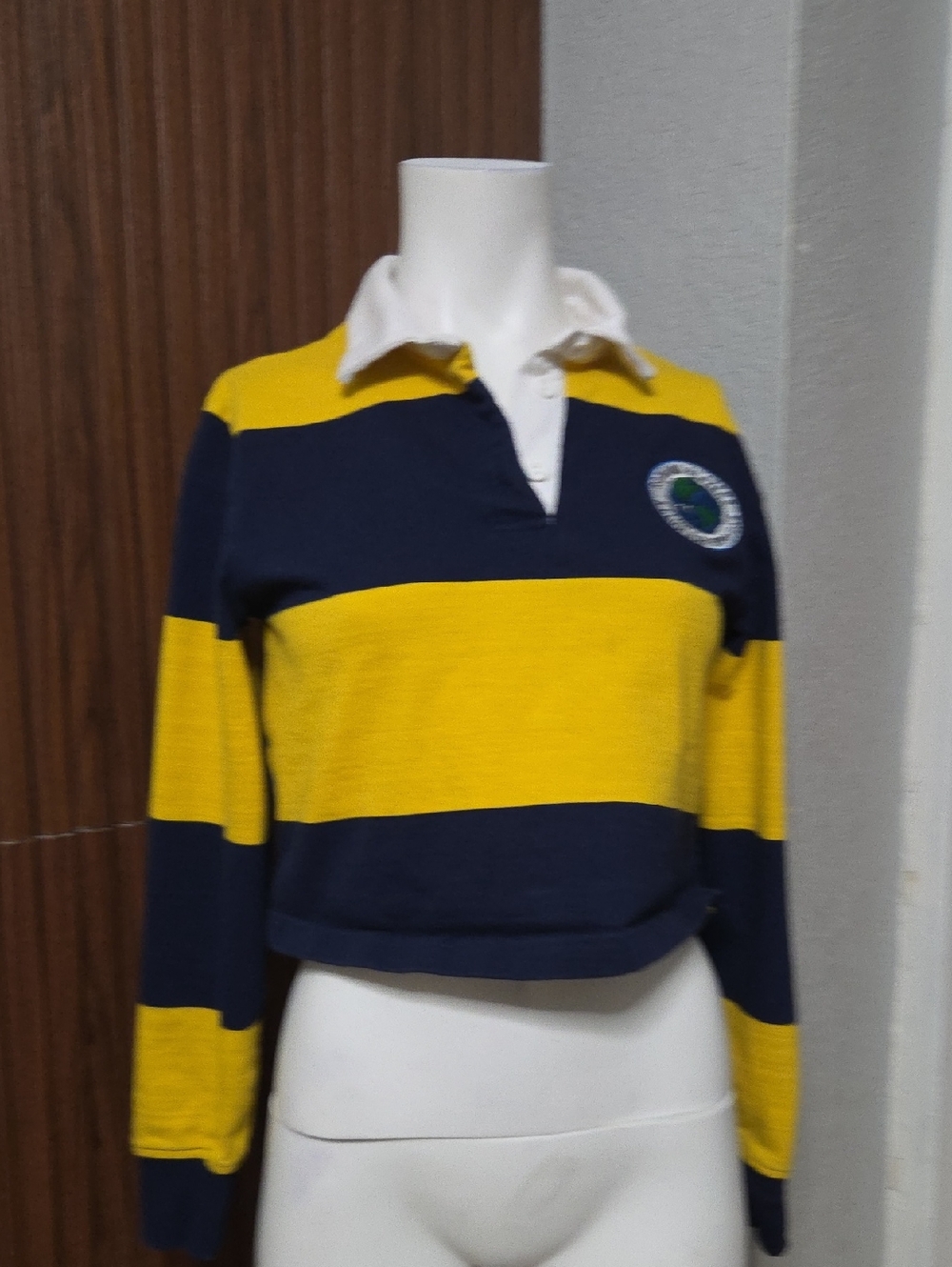 Rowing Blazers x Target Women's Cropped Striped Rugby Shirt Yellow Navy Size S